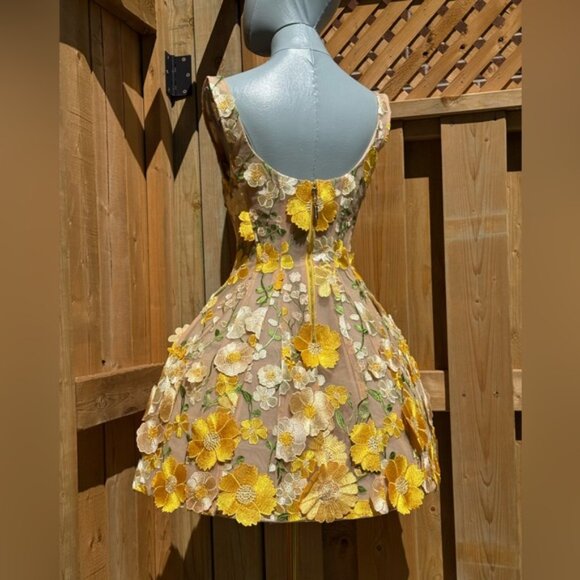 🆕 BRONX & BANCO 🧿 NWOT Jasmine Maraya Structured Mini Dress, Yellow Sz S US 4 - Picture 10 of 16